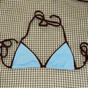 Frankie's Bikinis Blue and Brown Bikini Top